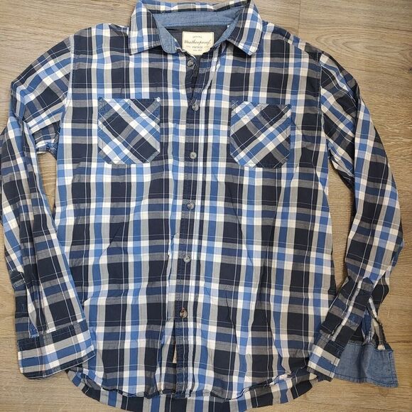 Original Weatherproof Vintage‎ Cotton Long Sleeve Button Shirt Mens L Blue Plaid - Picture 1 of 9